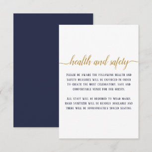 Carte D'accompagnement Élégant Mariage de script or de la marine Sécurité