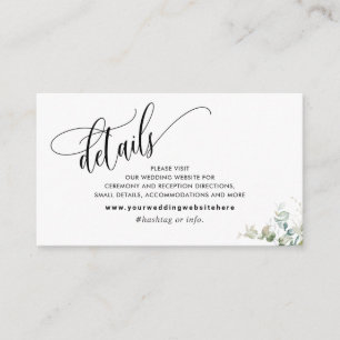 Carte D'accompagnement Elégant Mariage de verdure / Détails