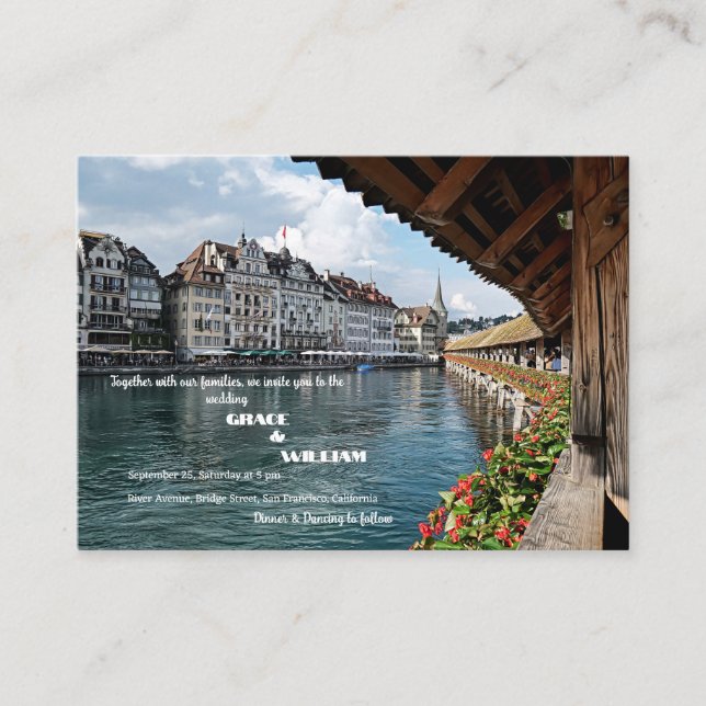 Carte D'accompagnement Elégant mariage design du pont suisse (Devant)