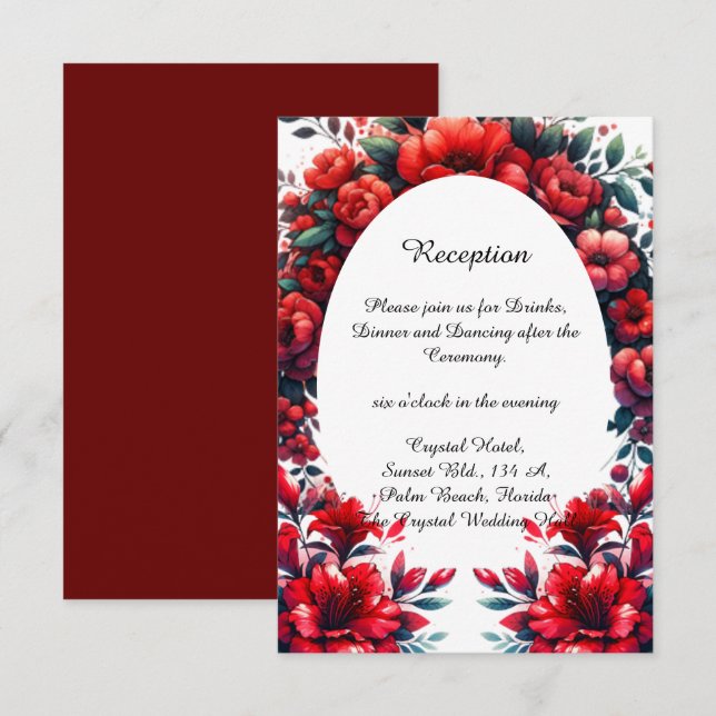 Carte D'accompagnement Élégant Mariage élégant Big Red Poppies (Devant / Derrière)