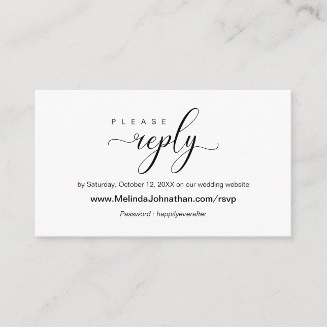 Carte D'accompagnement Élégant mariage en ligne RSVP répondre (Devant)