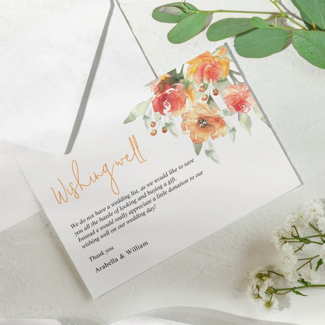 Carte D'accompagnement Elégant Mariage floral Apricot aquarelle (Créateur téléchargé)
