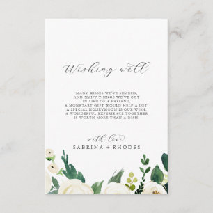 Carte D'accompagnement Elégant Mariage Floral Blanc Souhaitant bien