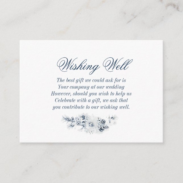 Carte D'accompagnement Elégant Mariage Floral Bleu Souhaite bien (Devant)