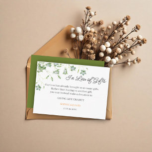 Carte D'accompagnement Élégant Mariage floral en remplacement de cadeaux