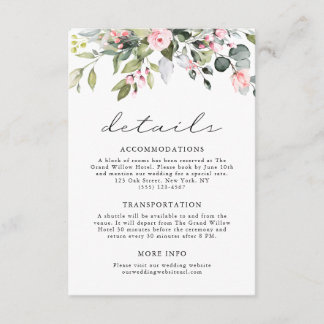 Carte D'accompagnement Élégant mariage floral eucalyptus à l'aquarelle