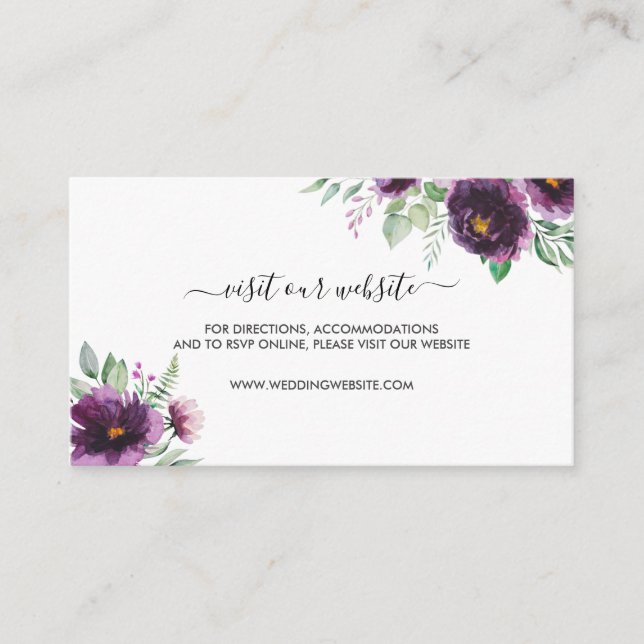 Carte D'accompagnement Élégant Mariage floral vert violet (Devant)