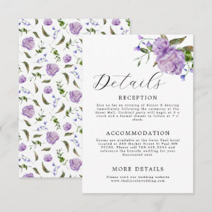 Carte D'accompagnement Élégant Mariage floral violet