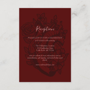 Carte D'accompagnement Elégant Mariage gothique Sang Rouge Réception Flor