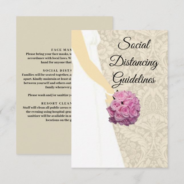 Carte D'accompagnement Élégant Mariage Gown Mesures de sécurité (Devant / Derrière)
