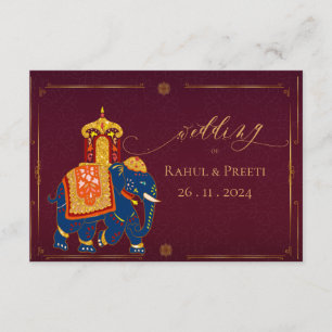 Carte D'accompagnement Élégant Mariage indien Mandala en or rouge vibre
