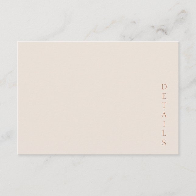 Carte D'accompagnement Élégant Mariage Minimaliste Sable du Désert Cuivre (Devant)