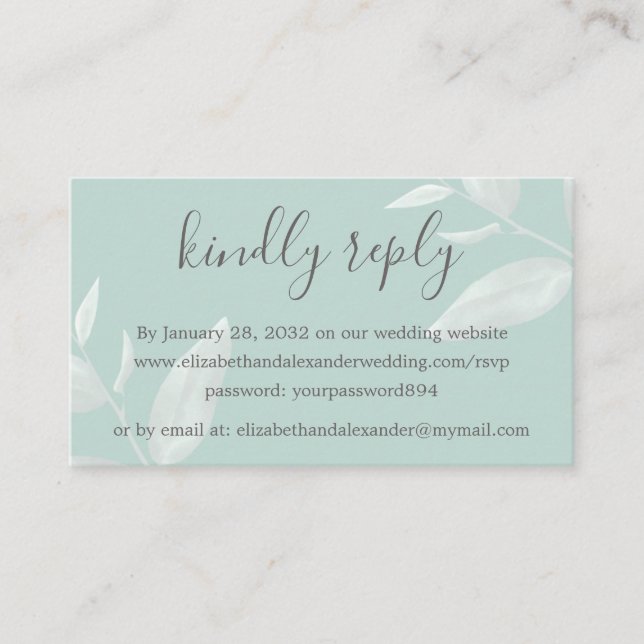 Carte D'accompagnement Elégant mariage moderne eucalyptus en ligne RSVP (Devant)