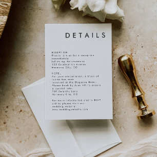 Carte D'accompagnement Elégant Mariage Noir Et Blanc Simple Détails