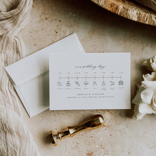 Carte D'accompagnement Elégant Mariage Ordre Des Événements Calendrier (Créateur téléchargé)