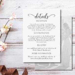 Carte D'accompagnement Élégant Mariage photo noir et blanc