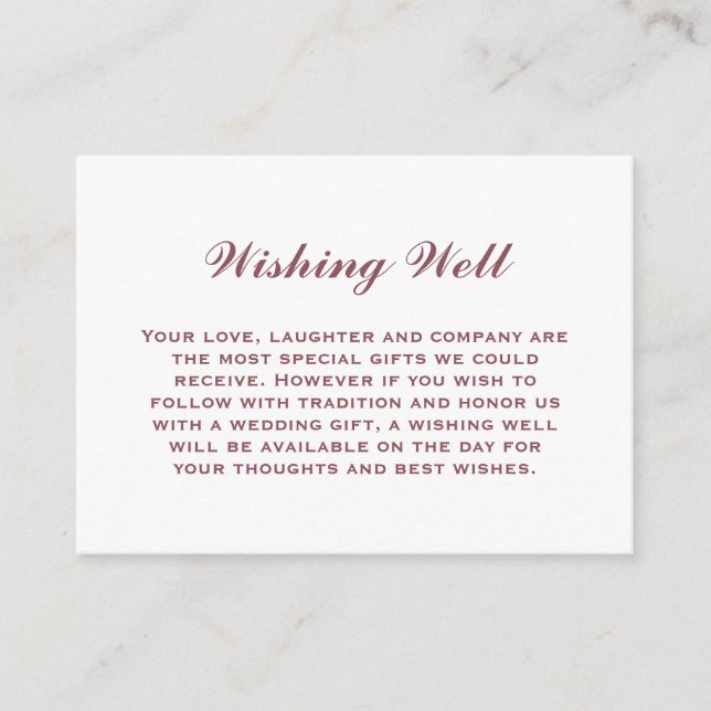 Carte D'accompagnement Elégant Mariage rose Dusty simple Wishing well (Devant)