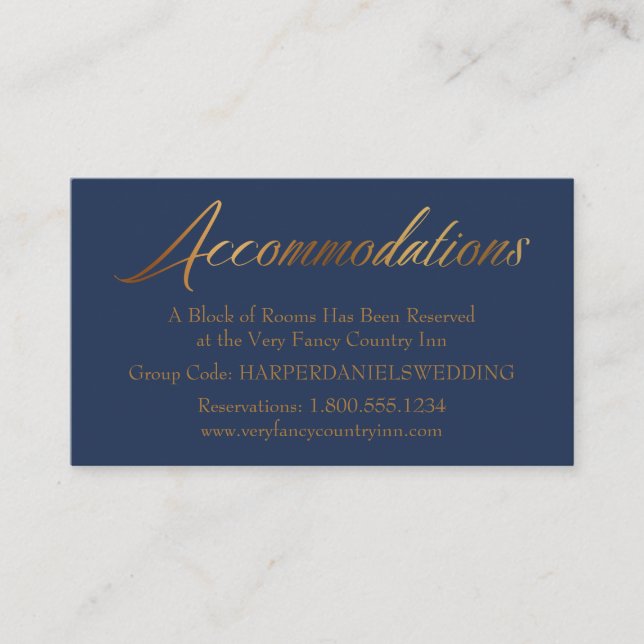 Carte D'accompagnement Elégant Mariage simple Gold Navy (Devant)