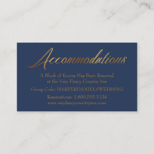 Carte D'accompagnement Elégant Mariage simple Gold Navy