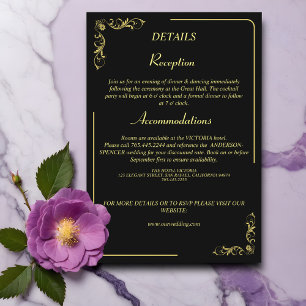 Carte D'accompagnement Elégant Mariage victorien Détails