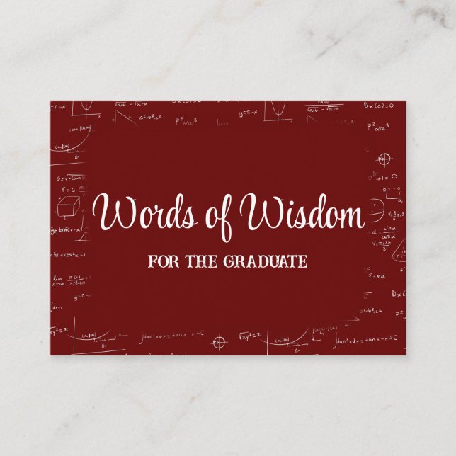 Carte D'accompagnement Elegant Maroon Graduate Words of Wisdom Advice (Devant)