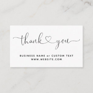 Carte D'accompagnement Elégant Merci Script Heart Chic bon de commande