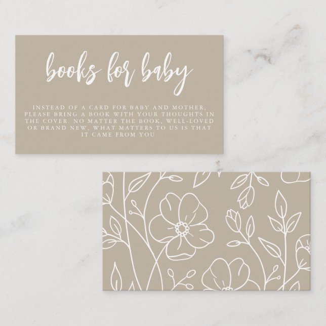 Carte D'accompagnement Élégant minimal moderne | Livres pour boîtier bébé (Devant / Derrière)