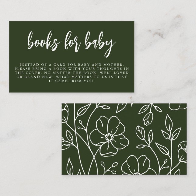 Carte D'accompagnement Élégant minimal moderne | Livres pour boîtier bébé (Devant / Derrière)