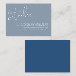 Carte D'accompagnement Elégant minimaliste Dusty Blue Détails du Mariage