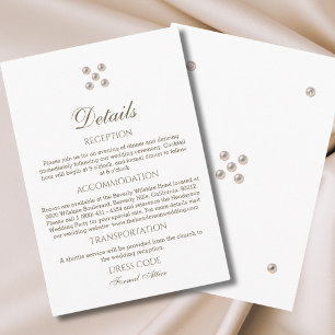 Carte D'accompagnement Elégant minimaliste Pearl Détails du Mariage