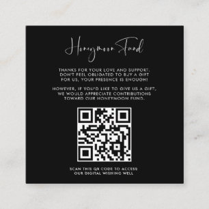 Carte D'accompagnement Elégant & moderne Black Honeymoon fund Code QR