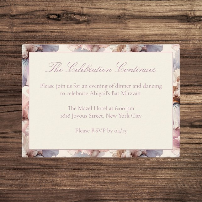Carte D'accompagnement Elégant moderne Blush Bat mitzvah détails de la fê (Créateur téléchargé)