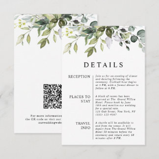 Carte D'accompagnement Élégant Moderne Feuilles d'Eucalyptus Code QR Mari
