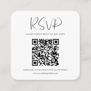 Carte D'accompagnement Élégant moderne noir et blanc code QR réponse RSVP