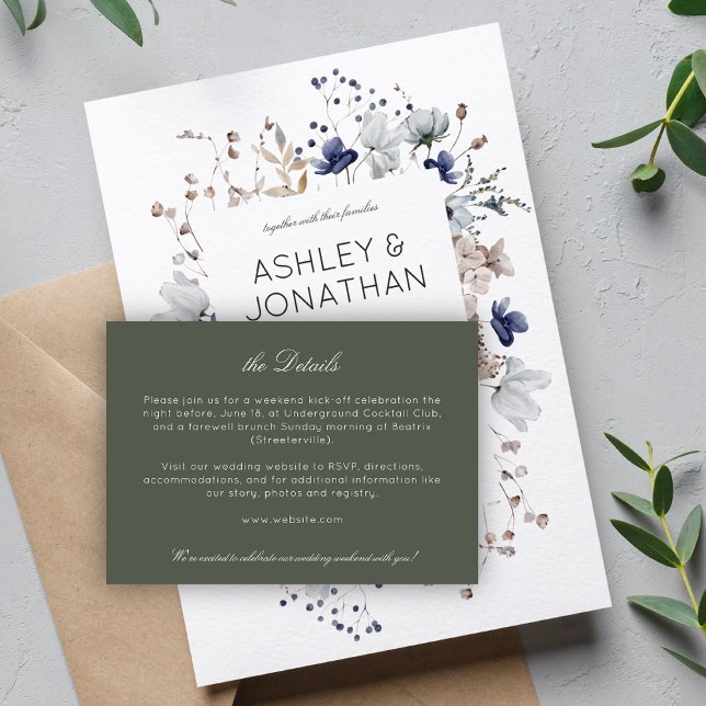 Carte D'accompagnement Elégant moderne Rustique Fleur sauvage Détails Mar (Créateur téléchargé)