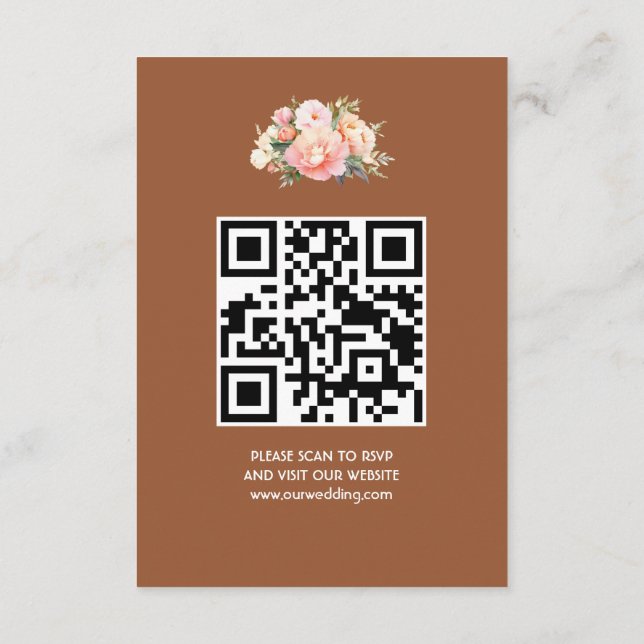 Carte D'accompagnement Elégant Moderne Simple Boho Mariage QR Code RSVP (Dos)