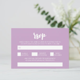 Carte D'accompagnement Elégant moderne simple Lilac Mariage QR Code RSVP