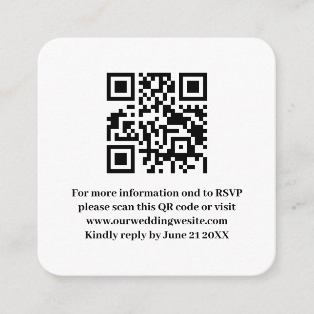 Carte D'accompagnement Elégant moderne simple Mariage blanc QR Code RSVP (Devant)