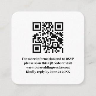 Carte D'accompagnement Elégant moderne simple Mariage blanc QR Code RSVP