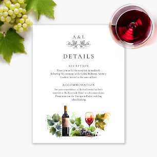 Carte D'accompagnement Élégant Monogram Vin Détails Mariage RSVP QR Code