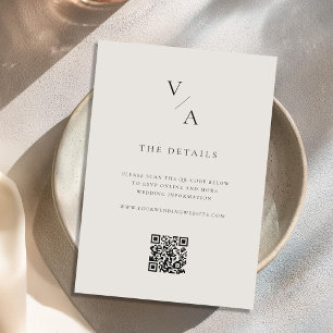 Carte D'accompagnement Élégant Monogramme moderne Mariage noir et ivoire