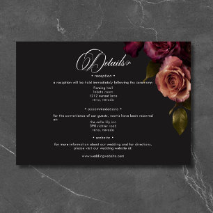 Carte D'accompagnement Elégant Moody Muted Rust & Bourgogne Détails Flora