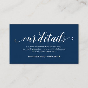 Carte D'accompagnement Elegant Navy Blue, Détails Mariages, Online RSVP