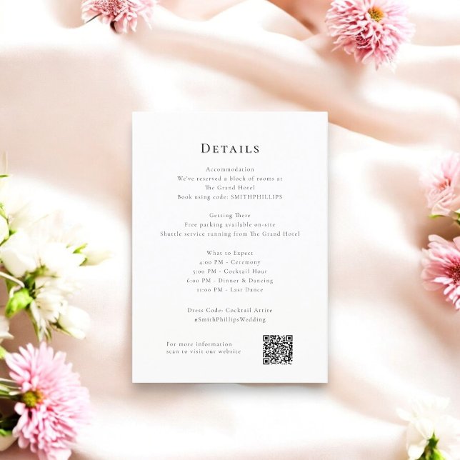 Carte D'accompagnement Élégant nettoyage des détails du mariage qr code (Créateur téléchargé)