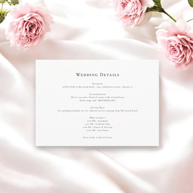 Carte D'accompagnement Élégant nettoyage minima détails mariage (Créateur téléchargé)