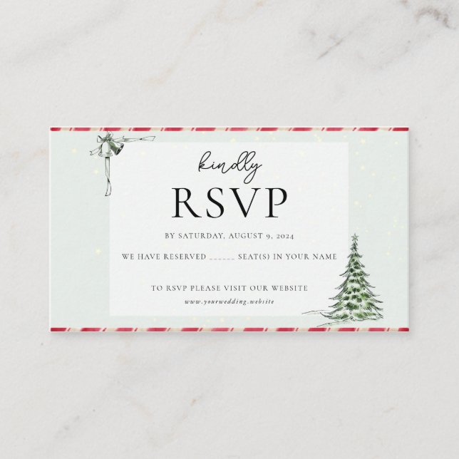 Carte D'accompagnement Élégant Noël Mariage d'hiver Rsvp (Devant)
