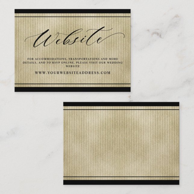 Carte D'accompagnement Elégant Noir avec Mariage or (Devant / Derrière)