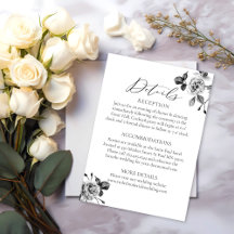 Elégant noir & blanc Détails du Mariage Floral