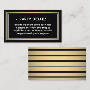 Carte D'accompagnement Elégant noir, blanc et or Faux Foil Détails
