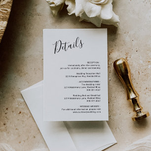 Carte D'accompagnement Élégant noir et blanc Mariage moderne
